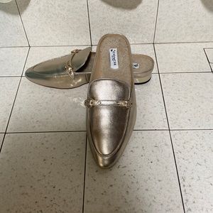 Coach Irene Shearling Mules GOLD size 8